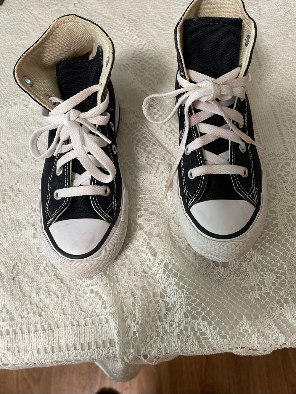 Kids Black High-Top Canvas Sneakers with White Details